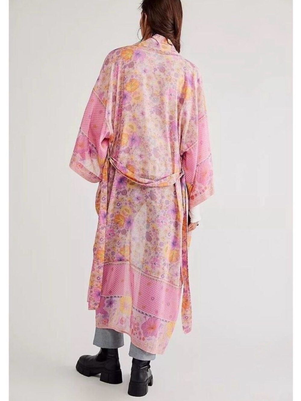 UFT SPELL HIBISCUS LANE MAXI Kimono Robe with Belt-sz M/L EUC
